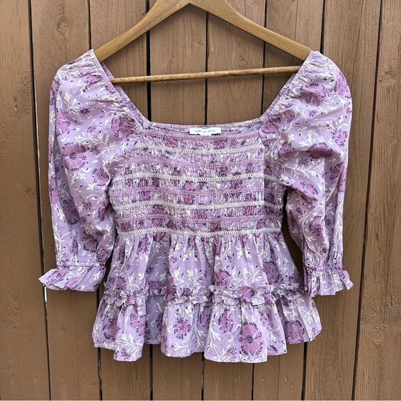 American Eagle | NWT Size XS Lilac Babydoll Peplum Top - Picture 9 of 12
